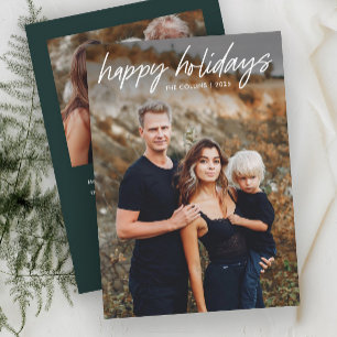 Modern Hand Lettered 2 Photo  Holiday Card
