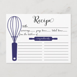 Modern Hand Lettered Blue Whisk Recipe Card