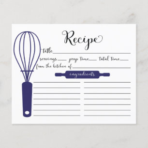Modern Hand Lettered Blue Whisk Recipe Card