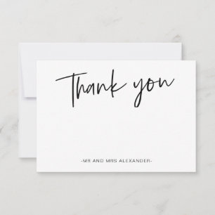 Modern Hand Lettered Blush Thank you Card