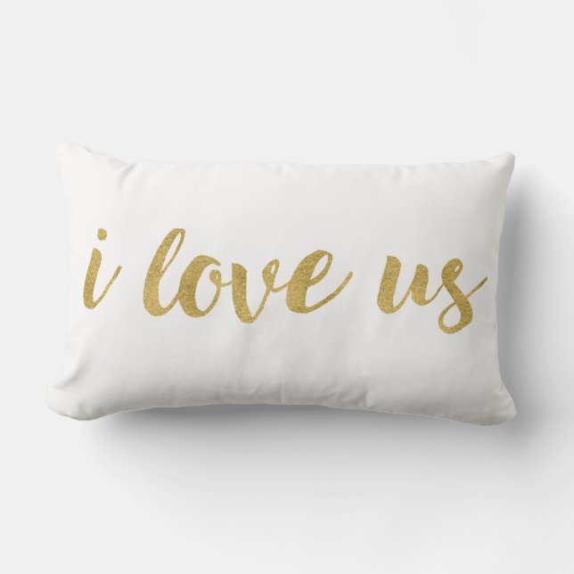 Modern Hand Lettered Gold I Love Us Decorative Lumbar Cushion (Front)