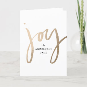 Modern Hand-Lettered Joy Gold Non-Photo Holiday Card