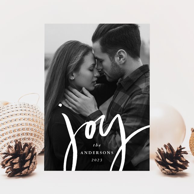Modern Hand-Lettered Joy Photo Holiday Card (Creator Uploaded)