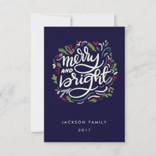 Modern Hand Lettered merry and Bright Holiday Invitation