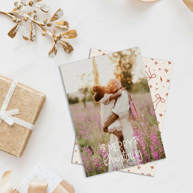 Modern Hand Lettered Merry Christmas Photo Holiday Card (Creator Uploaded)