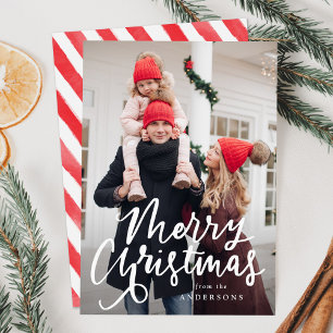 Modern Hand-Lettered Merry Christmas Script Photo Holiday Card