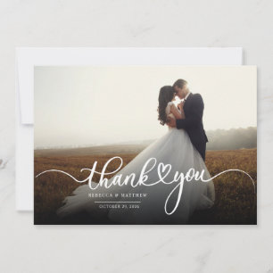 Modern Hand-Lettered Newlyweds Photo Thank You Card