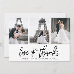 Modern Hand-Lettered Photo Collage Elegant Thank You Card