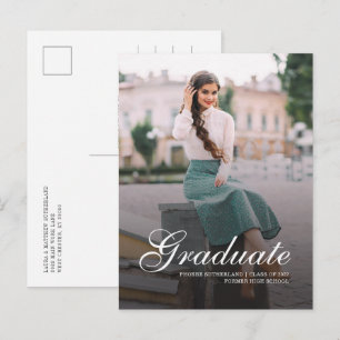 Modern Hand-Lettered Photo Graduation 2025 Announcement Postcard