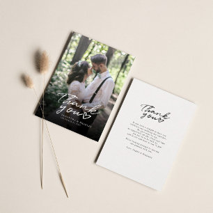 Modern Hand-Lettered Photo Wedding Thank You Note  Card