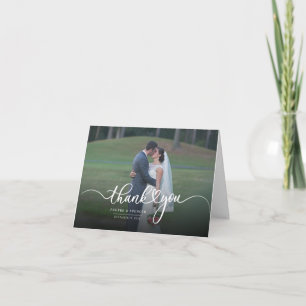 Modern Hand-Lettered Photo Wedding Thank You Note Card