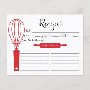 Modern Hand Lettered Red Whisk Recipe Card