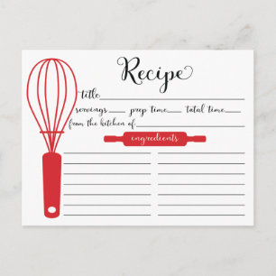 Modern Hand Lettered Red Whisk Recipe Card