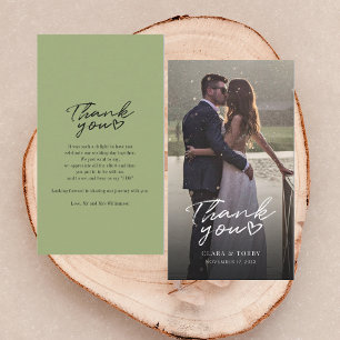 Modern Hand-Lettered Wedding Day Photo Thank You Card