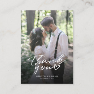 Modern Hand-Lettered Wedding Photo Thank You Card