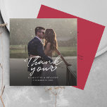 Modern Hand-Lettered Wedding Photo Thank You Card<br><div class="desc">A great and thoughtful way to thank your friends,  family,  and coworkers who showed up to support and cheer you on your wedding day with this modern photo thank you cards with script hand lettered "thank you" and a love heart.</div>