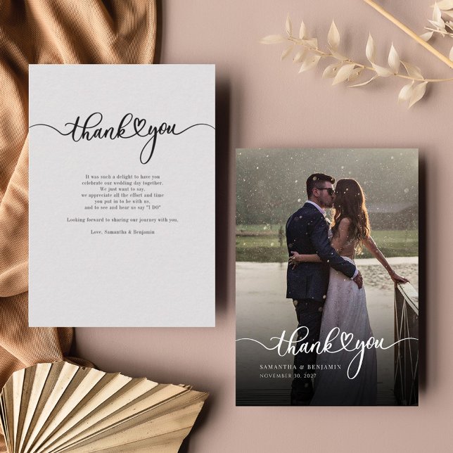 Modern Hand-Lettered Wedding Photo Thank You Card (Creator Uploaded)
