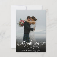 Modern Hand Lettered Wedding Photo Thank You Card