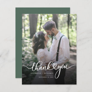 Modern Hand-Lettered Wedding Photo Thank You Card