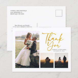 Modern Hand-Lettered Wedding Thank You Postcard