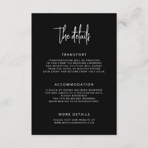 Modern Hand Lettering Script Wedding Details Enclosure Card