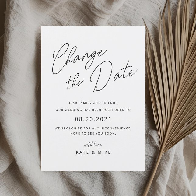 Modern Hand Lettering Wedding Change the Date Invitation (Creator Uploaded)