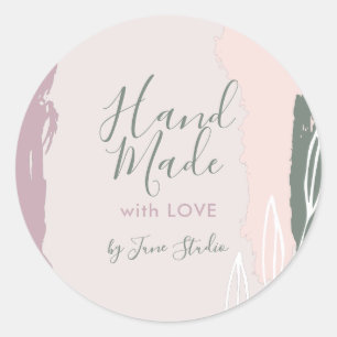 Modern hand made with love package sticker