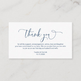 Modern hand Navy ink script, Wedding Thank you Enclosure Card