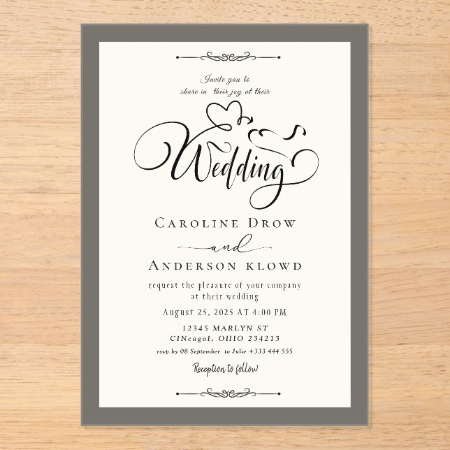 Modern hand painted Wedding Acrylic Invitations (Front)