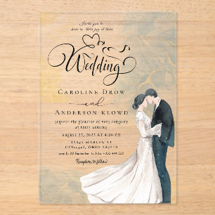 Modern hand painted Wedding Acrylic Invitations