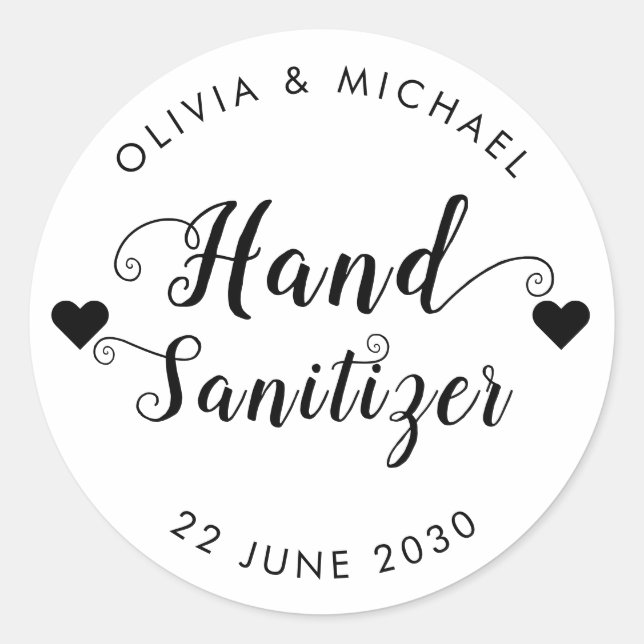 Modern Hand Sanitizer Wedding Party Favour Label (Front)