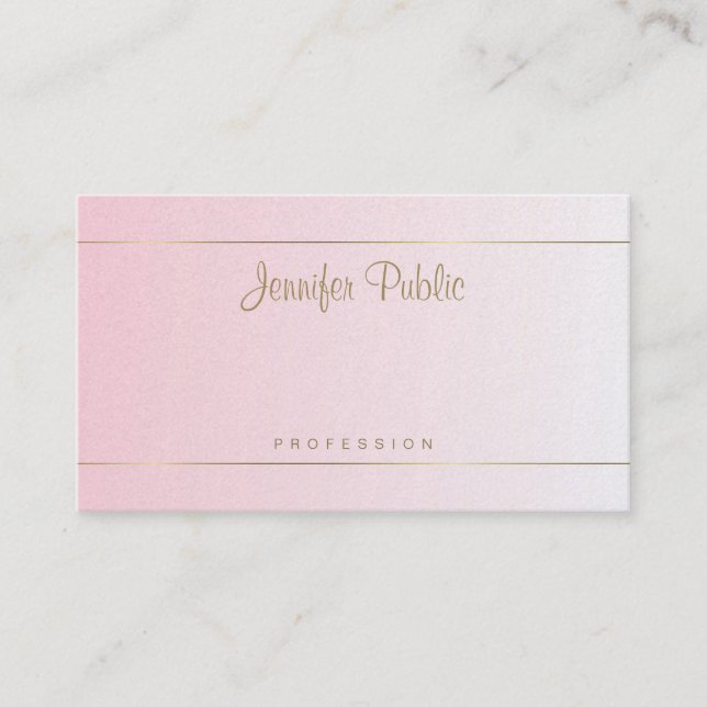 Modern Hand Script Calligraphed Glamour Template Business Card (Front)