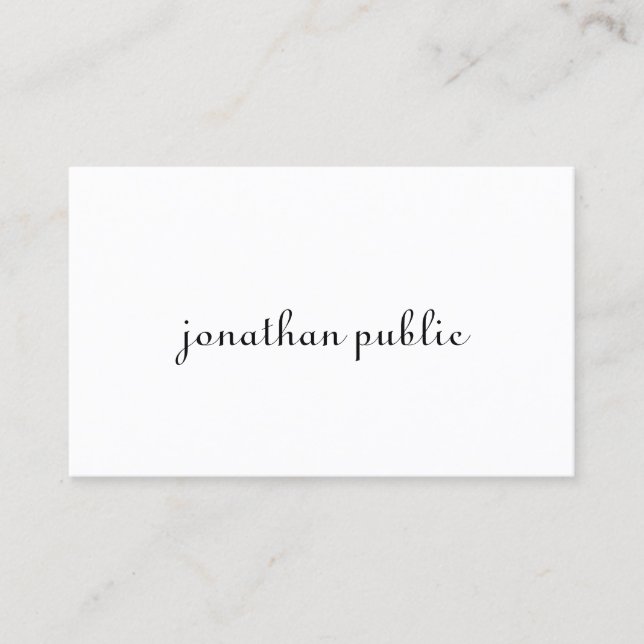 Modern Hand Script Minimalist Template Elegant Business Card (Front)