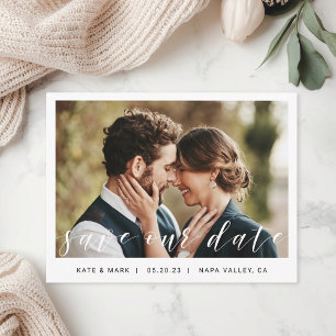 Modern Hand Script Photo Save the Date Postcard