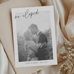 Modern Hand Script We Eloped Photo Elopement Announcement