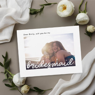 Modern Hand Script Will You Be My Bridesmaid Invitation Postcard
