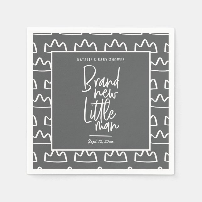 Modern hand written baby shower napkin (Front)