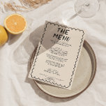 Modern Hand Written Drawn Retro Frame Wedding Menu<br><div class="desc">A colourful retro funky modern black and white wedding dinner menu. Which features chic template design of creamy milky background and black hand written typography. With Hand drawn wavy frame . A Perfect and matching with the whole suite.</div>