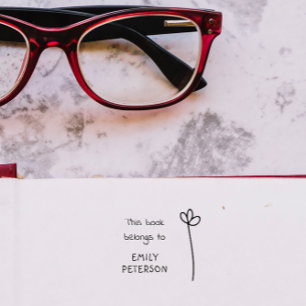 Modern Hand-written Library Book of Custom Name Rubber Stamp