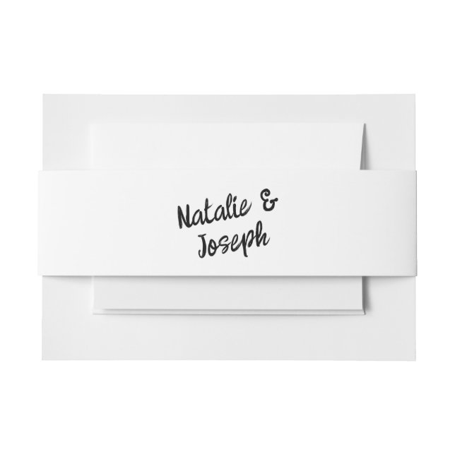 Modern Hand Written Retro Bold Unique Wedding Invitation Belly Band (Front Example)