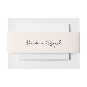 Modern Hand Written Retro Calligraphy Boho Wedding Invitation Belly Band