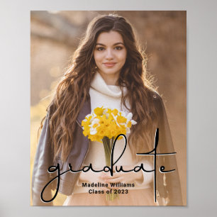 Modern Hand-Written Script Photo Graduation Poster