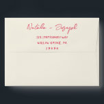 Modern Hand-Written Vintage Fun Retro Wedding  Envelope<br><div class="desc">A retro modern hand written bright colourful wedding envelope. Which features bold  bride and groom's names in vivid red colour. And  personalised return address .  On simple pale beige cream vintage colour background. Which suits the whole wedding suite.</div>