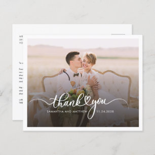 Modern Hand-Written Wedding Photo Thank You Card