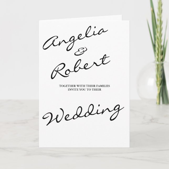 Modern Hand Written White Script Photo Wedding Invitation (Front)