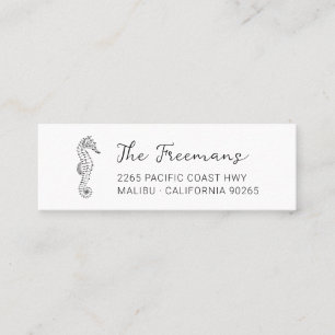 Modern Handdrawn Seahorse.  Mini Business Card