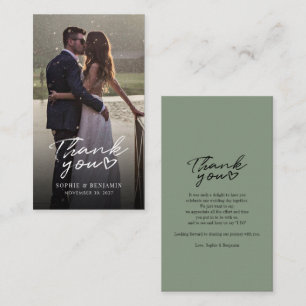 Modern HandLettered Wedding Photo Thank You Card
