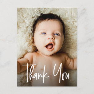 Modern Handlettering Custom Baby Shower Photo Postcard