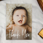 Modern Handlettering Custom Baby Shower Photo Thank You Card<br><div class="desc">Personalise these Baby shower thank you cards with a beautiful photo of your baby. Thank your family and friends who have showered you with their love and introduce your new baby with images they can cherish for many years as baby grows. Modern and unique "Thank You" handlettering script type. A...</div>
