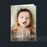 Modern Handlettering Custom Photo Baby Shower  Thank You Card<br><div class="desc">Celebrate the joyous occasion of welcoming your little one and express your gratitude with the Modern Handlettering Custom Photo Baby Shower Folded Thank You Card. These personalised cards offer a stylish and heartfelt way to convey your thanks to friends and family who shared in your baby shower. The cards feature...</div>